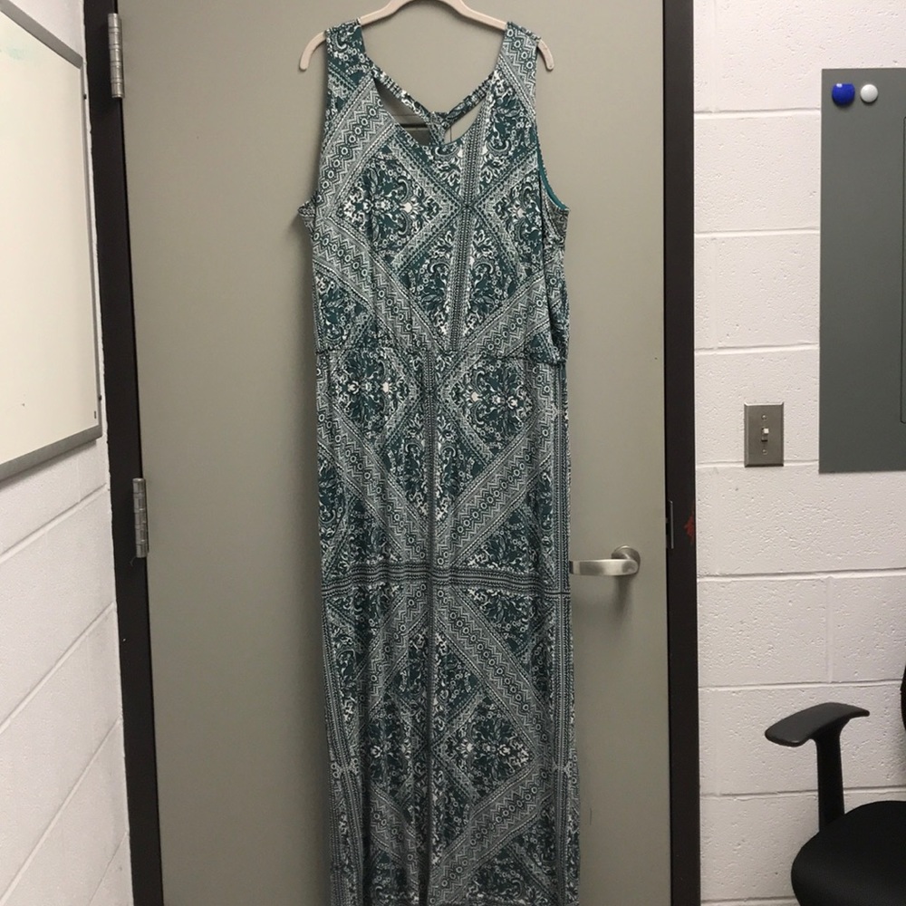 Green print summer dress